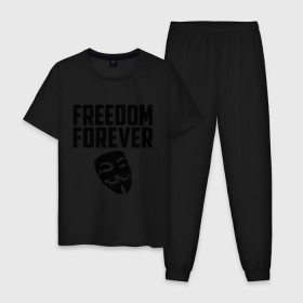 Мужская пижама хлопок с принтом Freedom forever в Кировске, 100% хлопок | брюки и футболка прямого кроя, без карманов, на брюках мягкая резинка на поясе и по низу штанин
 | freedom | freedom forever | виндета | свобода на всегда