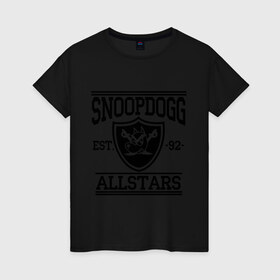 Женская футболка хлопок с принтом Snoopdogg в Кировске, 100% хлопок | прямой крой, круглый вырез горловины, длина до линии бедер, слегка спущенное плечо | snoopdogg | зарубежный рэп | музыка | рэп | снуп дог