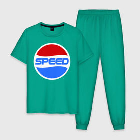 Мужская пижама хлопок с принтом Pepsi Speed в Кировске, 100% хлопок | брюки и футболка прямого кроя, без карманов, на брюках мягкая резинка на поясе и по низу штанин
 | pepsi | speed | антибренд | бренд | пепси | скорость