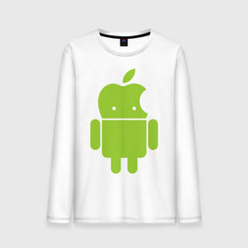 Мужской лонгслив хлопок с принтом Android Applehead в Кировске, 100% хлопок |  | android | apple | админам | андроид | для админов | эпл