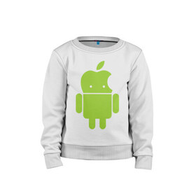 Детский свитшот хлопок с принтом Android Applehead в Кировске, 100% хлопок | круглый вырез горловины, эластичные манжеты, пояс и воротник | android | apple | админам | андроид | для админов | эпл