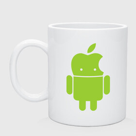 Кружка с принтом Android Applehead в Кировске, керамика | объем — 330 мл, диаметр — 80 мм. Принт наносится на бока кружки, можно сделать два разных изображения | android | apple | админам | андроид | для админов | эпл