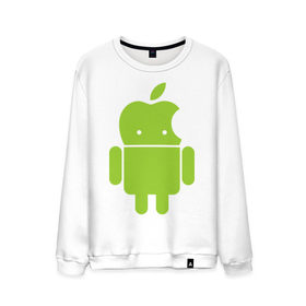 Мужской свитшот хлопок с принтом Android Applehead в Кировске, 100% хлопок |  | android | apple | админам | андроид | для админов | эпл
