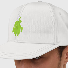 Кепка снепбек с прямым козырьком с принтом Android Applehead в Кировске, хлопок 100% |  | android | apple | админам | андроид | для админов | эпл