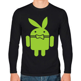 Мужской лонгслив хлопок с принтом Android Playboy в Кировске, 100% хлопок |  | android | play | андроид | плейбой
