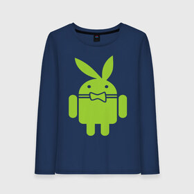 Женский лонгслив хлопок с принтом Android Playboy в Кировске, 100% хлопок |  | android | play | андроид | плейбой