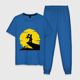 Мужская пижама хлопок с принтом Homer & Bart в Кировске, 100% хлопок | брюки и футболка прямого кроя, без карманов, на брюках мягкая резинка на поясе и по низу штанин
 | гомер