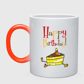 Кружка хамелеон с принтом Happy Birthday! в Кировске, керамика | меняет цвет при нагревании, емкость 330 мл | happy birthday | день рождения | именинник | с днем рождения | торт