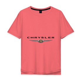 Мужская футболка хлопок Oversize с принтом Chrysler logo в Кировске, 100% хлопок | свободный крой, круглый ворот, “спинка” длиннее передней части | Тематика изображения на принте: chrysler | автомобиль chrysler | автомобиль краислер | краислер | логотип chrysler | логотип краислер