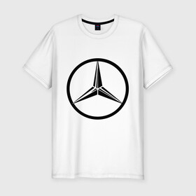 Мужская футболка премиум с принтом Mercedes-Benz logo в Кировске, 92% хлопок, 8% лайкра | приталенный силуэт, круглый вырез ворота, длина до линии бедра, короткий рукав | mercedes | mercedes benz | логотип mercedes | логотип mercedes benz | логотип мерседерс бенс | мерен | мерседерс | мерседерс бенс