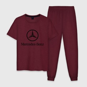 Мужская пижама хлопок с принтом Logo Mercedes-Benz в Кировске, 100% хлопок | брюки и футболка прямого кроя, без карманов, на брюках мягкая резинка на поясе и по низу штанин
 | mercedes | mercedes benz | логотип mercedes | логотип mercedes benz | логотип мерседерс бенс | мерен | мерседерс | мерседерс бенс