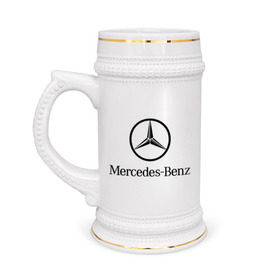 Кружка пивная с принтом Logo Mercedes-Benz в Кировске,  керамика (Материал выдерживает высокую температуру, стоит избегать резкого перепада температур) |  объем 630 мл | Тематика изображения на принте: mercedes | mercedes benz | логотип mercedes | логотип mercedes benz | логотип мерседерс бенс | мерен | мерседерс | мерседерс бенс