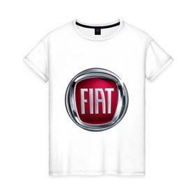 Женская футболка хлопок с принтом FIAT logo в Кировске, 100% хлопок | прямой крой, круглый вырез горловины, длина до линии бедер, слегка спущенное плечо | fiat | автомобиль фиат | логотип fiat | логотип фиат | фиат