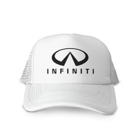 Кепка тракер с сеткой с принтом Infiniti logo в Кировске, трикотажное полотно; задняя часть — сетка | длинный козырек, универсальный размер, пластиковая застежка | infiniti автомобиль | автомобиль инфинити | инфинити | логотип infiniti | логотип инфинити