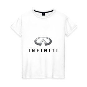 Женская футболка хлопок с принтом Logo Infiniti в Кировске, 100% хлопок | прямой крой, круглый вырез горловины, длина до линии бедер, слегка спущенное плечо | infiniti автомобиль | автомобиль инфинити | инфинити | логотип infiniti | логотип инфинити
