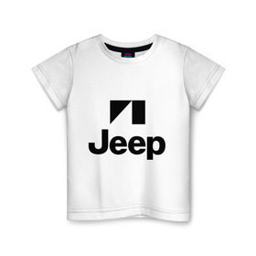 Детская футболка хлопок с принтом Jeep logo в Кировске, 100% хлопок | круглый вырез горловины, полуприлегающий силуэт, длина до линии бедер | Тематика изображения на принте: jeep | автомобиль jeep | автомобиль джип | джип | логотип jeep | логотип джип