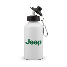Бутылка спортивная с принтом Logo Jeep в Кировске, металл | емкость — 500 мл, в комплекте две пластиковые крышки и карабин для крепления | Тематика изображения на принте: jeep | автомобиль jeep | автомобиль джип | джип | логотип jeep | логотип джип