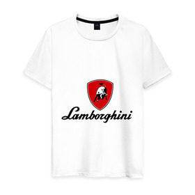 Мужская футболка хлопок с принтом Logo lamborghini в Кировске, 100% хлопок | прямой крой, круглый вырез горловины, длина до линии бедер, слегка спущенное плечо. | Тематика изображения на принте: lamborghini | автомобиль lamborghini | ламборджини | ламборджини автомобиль | логотип lamborghini | логотип ламборджини
