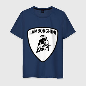 Мужская футболка хлопок с принтом Lamborghini лого в Кировске, 100% хлопок | прямой крой, круглый вырез горловины, длина до линии бедер, слегка спущенное плечо. | lamborghini | автомобиль lamborghini | ламборджини | ламборджини автомобиль | логотип lamborghini | логотип ламборджини