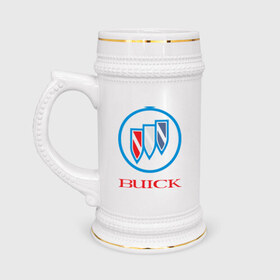Кружка пивная с принтом Logo buick в Кировске,  керамика (Материал выдерживает высокую температуру, стоит избегать резкого перепада температур) |  объем 630 мл | buick | автомобиль buick | логотип buick