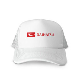 Кепка тракер с сеткой с принтом Daihatsu logo в Кировске, трикотажное полотно; задняя часть — сетка | длинный козырек, универсальный размер, пластиковая застежка | daihatsu | автомобиль daihatsu | логотип daihatsu
