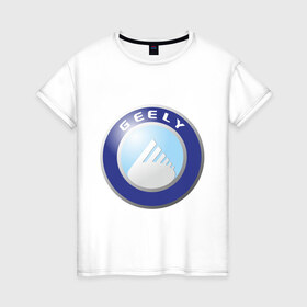 Женская футболка хлопок с принтом Geely logo в Кировске, 100% хлопок | прямой крой, круглый вырез горловины, длина до линии бедер, слегка спущенное плечо | geely | автомобиль geely | автомобиль джили | джили | логотип geely | логотип джили