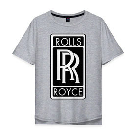 Мужская футболка хлопок Oversize с принтом Rolls-Royce в Кировске, 100% хлопок | свободный крой, круглый ворот, “спинка” длиннее передней части | Тематика изображения на принте: rolls royce | rr | автобренды | автолюбителям | бренд | логотип | ролл ройс | ролс ройс