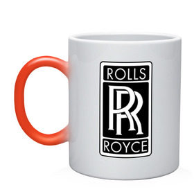 Кружка хамелеон с принтом Rolls-Royce в Кировске, керамика | меняет цвет при нагревании, емкость 330 мл | rolls royce | rr | автобренды | автолюбителям | бренд | логотип | ролл ройс | ролс ройс