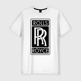 Мужская футболка премиум с принтом Rolls-Royce в Кировске, 92% хлопок, 8% лайкра | приталенный силуэт, круглый вырез ворота, длина до линии бедра, короткий рукав | rolls royce | rr | автобренды | автолюбителям | бренд | логотип | ролл ройс | ролс ройс