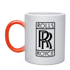 Кружка хамелеон с принтом Rolls-Royce logo в Кировске, керамика | меняет цвет при нагревании, емкость 330 мл | rolls royce | rr | автобренды | автолюбителям | бренд | логотип | ролл ройс | ролс ройс