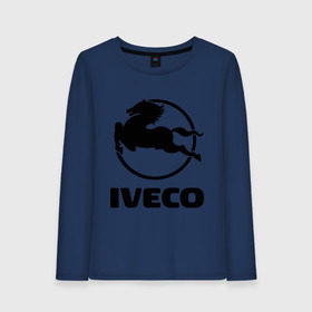 Женский лонгслив хлопок с принтом Iveco в Кировске, 100% хлопок |  | iveco | автобренды | автолюбителям | бренд | ивеко | логотип