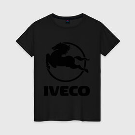Женская футболка хлопок с принтом Iveco в Кировске, 100% хлопок | прямой крой, круглый вырез горловины, длина до линии бедер, слегка спущенное плечо | iveco | автобренды | автолюбителям | бренд | ивеко | логотип