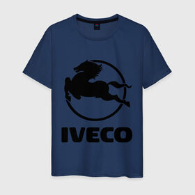 Мужская футболка хлопок с принтом Iveco в Кировске, 100% хлопок | прямой крой, круглый вырез горловины, длина до линии бедер, слегка спущенное плечо. | iveco | автобренды | автолюбителям | бренд | ивеко | логотип