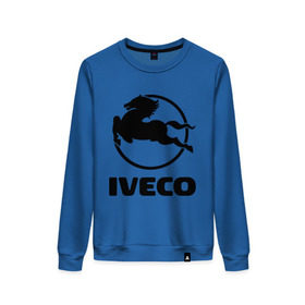 Женский свитшот хлопок с принтом Iveco в Кировске, 100% хлопок | прямой крой, круглый вырез, на манжетах и по низу широкая трикотажная резинка  | iveco | автобренды | автолюбителям | бренд | ивеко | логотип