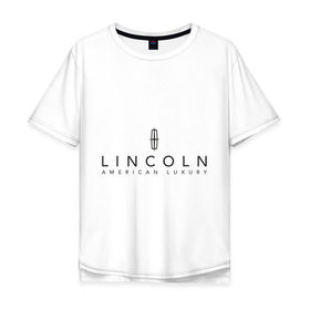 Мужская футболка хлопок Oversize с принтом Lincoln logo в Кировске, 100% хлопок | свободный крой, круглый ворот, “спинка” длиннее передней части | Тематика изображения на принте: lincoln | автобренды | автолюбителям | бренд | линкольн | логотип