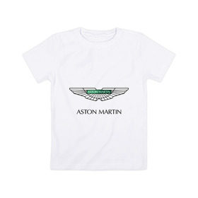 Детская футболка хлопок с принтом Aston Martin logo в Кировске, 100% хлопок | круглый вырез горловины, полуприлегающий силуэт, длина до линии бедер | aston martin | автобренды | автолюбителям | астин мартин | астон мартин | бренд | для автовладельцев | для автолюбителей | логотип