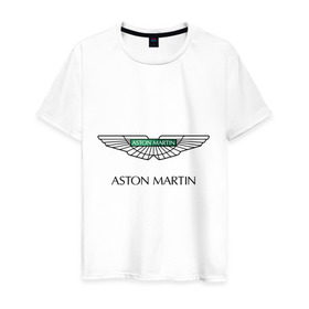 Мужская футболка хлопок с принтом Aston Martin logo в Кировске, 100% хлопок | прямой крой, круглый вырез горловины, длина до линии бедер, слегка спущенное плечо. | Тематика изображения на принте: aston martin | автобренды | автолюбителям | астин мартин | астон мартин | бренд | для автовладельцев | для автолюбителей | логотип