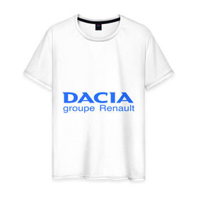 Мужская футболка хлопок с принтом Dacia в Кировске, 100% хлопок | прямой крой, круглый вырез горловины, длина до линии бедер, слегка спущенное плечо. | Тематика изображения на принте: dacia | автобренды | автолюбителям | бренд | дачия | для автовладельцев | для автолюбителей | логотип