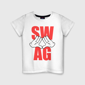 Детская футболка хлопок с принтом SW-AG-Hands в Кировске, 100% хлопок | круглый вырез горловины, полуприлегающий силуэт, длина до линии бедер | Тематика изображения на принте: swag | swag style | одежда сваг | сваг | сваг стиль | свег | свог | свэг