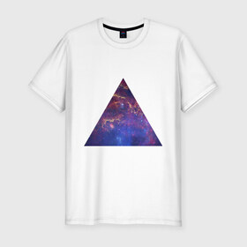 Мужская футболка премиум с принтом Triangle в Кировске, 92% хлопок, 8% лайкра | приталенный силуэт, круглый вырез ворота, длина до линии бедра, короткий рукав | интернет приколы | космическая тема | космос | пирамида | треугольник
