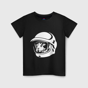 Детская футболка хлопок с принтом Кот космонавт в Кировске, 100% хлопок | круглый вырез горловины, полуприлегающий силуэт, длина до линии бедер | космонавт | кот | коты | кошки | скафандр