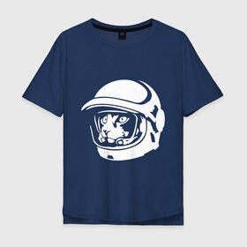Мужская футболка хлопок Oversize с принтом Кот космонавт в Кировске, 100% хлопок | свободный крой, круглый ворот, “спинка” длиннее передней части | космонавт | кот | коты | кошки | скафандр