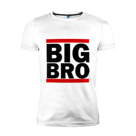 Мужская футболка премиум с принтом BIG BRO в Кировске, 92% хлопок, 8% лайкра | приталенный силуэт, круглый вырез ворота, длина до линии бедра, короткий рукав | big bro | биг бро | бро