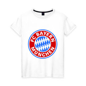 Женская футболка хлопок с принтом Bavaria-Munchen в Кировске, 100% хлопок | прямой крой, круглый вырез горловины, длина до линии бедер, слегка спущенное плечо | бавария