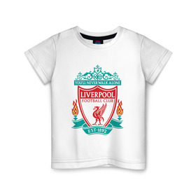 Детская футболка хлопок с принтом Liverpool logo в Кировске, 100% хлопок | круглый вырез горловины, полуприлегающий силуэт, длина до линии бедер | ливерпуль