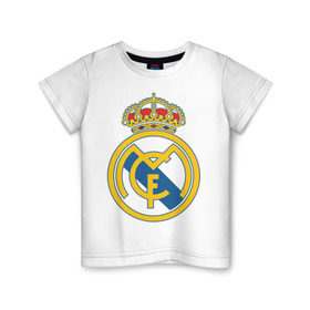 Детская футболка хлопок с принтом Real Madrid в Кировске, 100% хлопок | круглый вырез горловины, полуприлегающий силуэт, длина до линии бедер | real madrid | реал | реал мадрид | фанаты | фк | футбол | футбольные клубы | футбольным фанатам