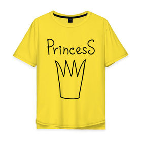 Мужская футболка хлопок Oversize с принтом PrincesS picture в Кировске, 100% хлопок | свободный крой, круглый ворот, “спинка” длиннее передней части | princess | девушкам | для девушек | корона | подарок девушке