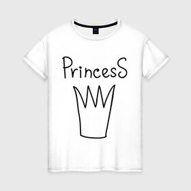 Женская футболка хлопок с принтом PrincesS picture в Кировске, 100% хлопок | прямой крой, круглый вырез горловины, длина до линии бедер, слегка спущенное плечо | princess | девушкам | для девушек | корона | подарок девушке