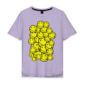 Мужская футболка хлопок Oversize с принтом Nirvana Smiles в Кировске, 100% хлопок | свободный крой, круглый ворот, “спинка” длиннее передней части | nirvana | nirvana smiles | нирвана | нирвана смайлы