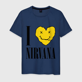 Мужская футболка хлопок с принтом I love Nirvana в Кировске, 100% хлопок | прямой крой, круглый вырез горловины, длина до линии бедер, слегка спущенное плечо. | i love nirvana | nirvana | нирвана | я люблю нирвану